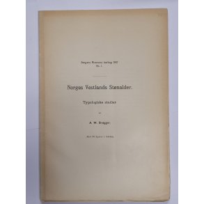 A. W. Brgger - Norges vestlands stenalder - Typografiske studier (1907)
