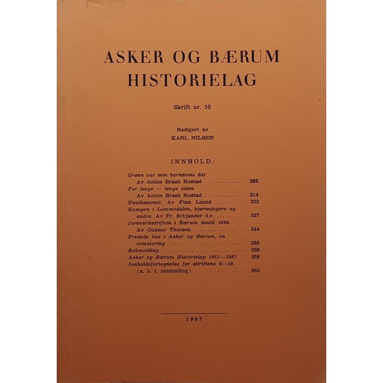 Asker og Brum Historielag Skrift nr. 10 - 1967 (Heftet)
