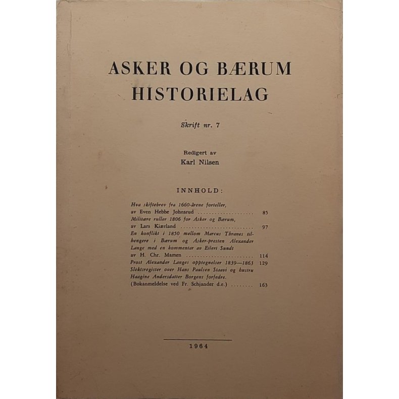 Asker og Brum Historielag Skrift nr. 7 - 1964 (Heftet)