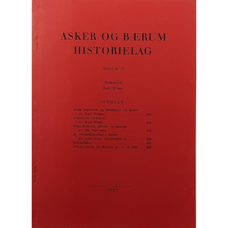 Asker og Brum Historielag Skrift nr. 9 - 1967 (Heftet)