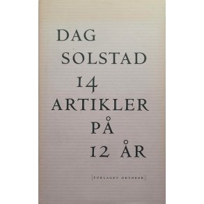 Dag Solstad - 14 artikler p 12 r