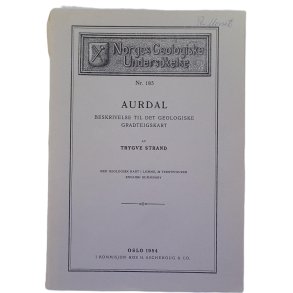 Trygve Strand - Norges geologiske underskelse Nr. 185 - Aurdal