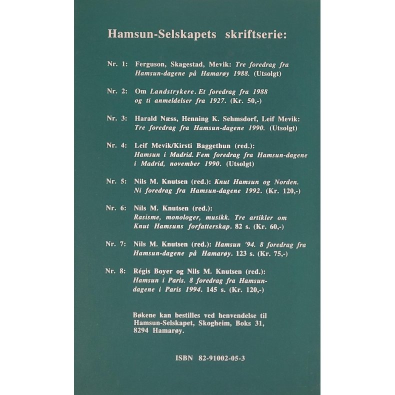 Rgis Boyer (Red.) og Nils M. Knutsen (Red.) - Hamsun i Paris