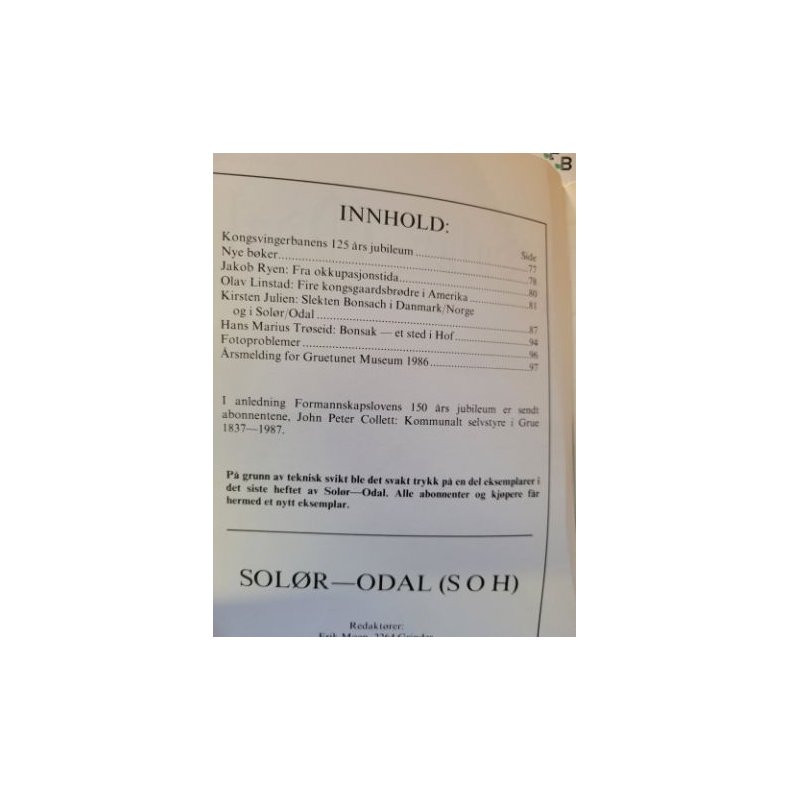 Solr-Odal Nr. 3-4 - 1987